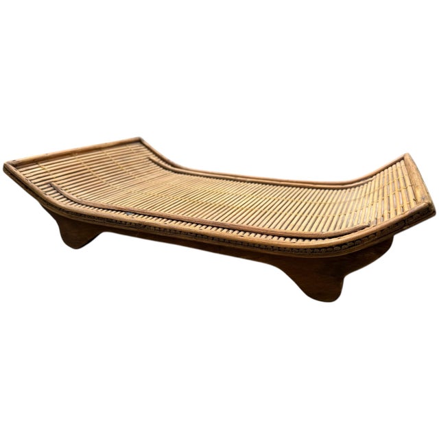 Vintage Chinese Bamboo & Split Reed Serving Tray | Asian Decorative Tray, 15" For Sale - Image 4 of 6