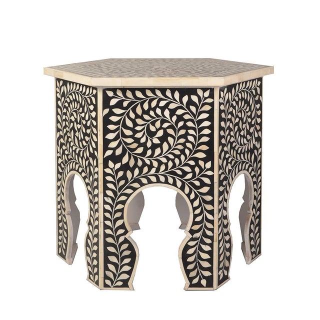Imperial Beauty Moroccan Accent Table in Black/White Chairish