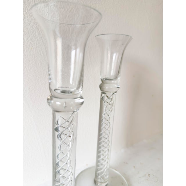 Mid-Century Modern 1960s Mid-Century Modern Air Twist Glass Candlesticks, a Pair For Sale - Image 3 of 11