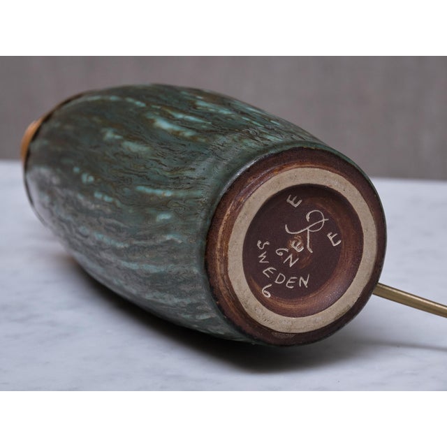 Rubus Green Ceramic Table Lamp by Gunnar Nylund for Rörstrand, 1960s For Sale - Image 11 of 12