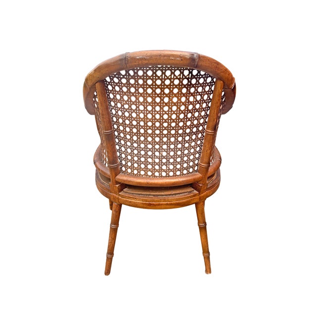 Ornamental & Decorative Materials Vintage Faux Bamboo Accent Side Chair With Rattan Cane Back For Sale - Image 7 of 7