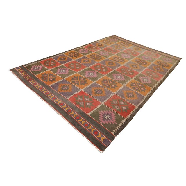 1960s 8'x13' Vintage Afghan Kilim Dhurrie Rug – Handwoven by Women | Multicolor Geometric | Cotton Flatweave For Sale - Image 5 of 9