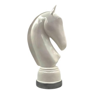 White Resin Chess Horse Sculpture, Italy 1970s For Sale