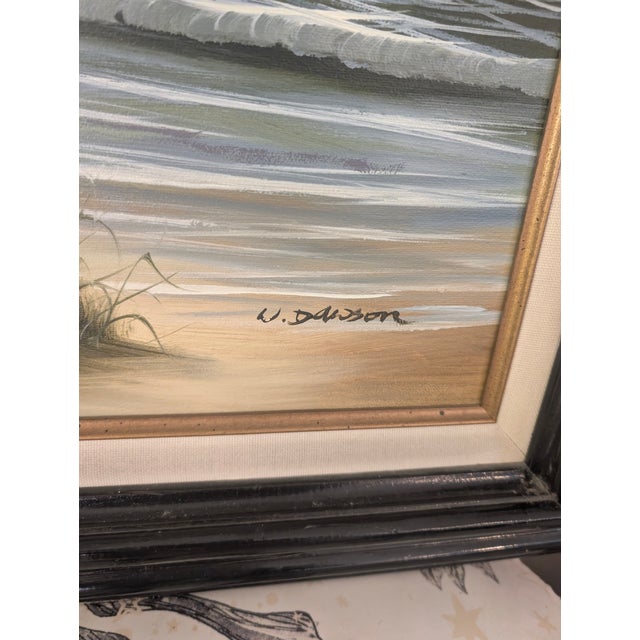 1960s W. Dawson Signed Oil Painting O Canvas Seagulls on the Seaside For Sale In Miami - Image 6 of 12