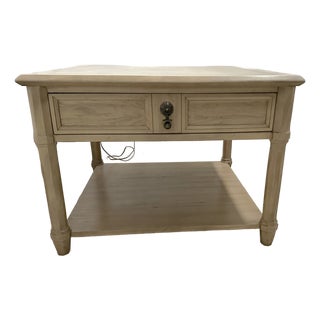 American of Martinsville Vintage Mid-Century End Tables With Drawer and Shelf, Light Wood Finish For Sale