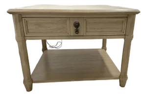 American of Martinsville Vintage Mid-Century End Tables With Drawer and Shelf, Light Wood Finish