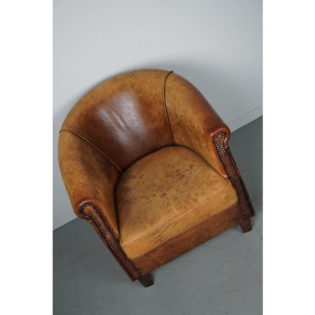Vintage Dutch Cognac Colored Leather Club Chair For Sale - Image 6 of 16