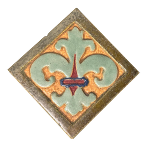 Vintage Mission Arts & Crafts Style Fleur De Lis Art Pottery Tile