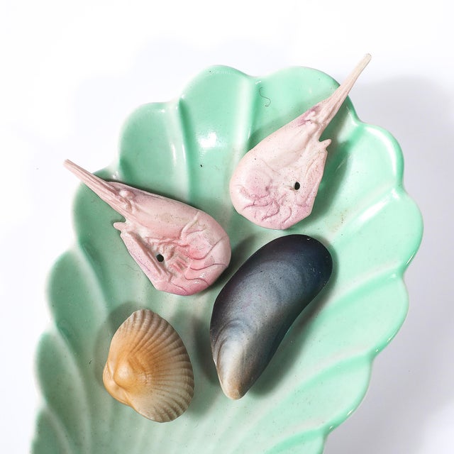 Aesthetic Movement Shrimp & Shell Hand-Painted Ceramic Dish Signed Limoges For Sale - Image 10 of 12