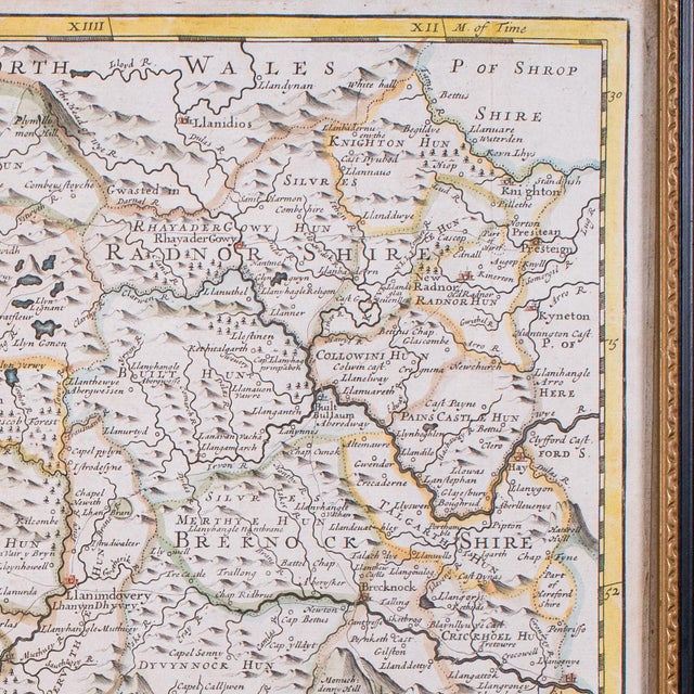 Antique South Wales Map, English, Framed, Robert Morden Cartography, Circa 1720 For Sale - Image 9 of 12