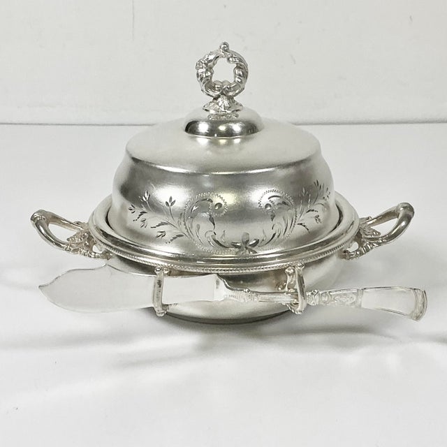 This is a lovely silverplated Covered Butter Dish and ornate Butter Knife set. The Dish is from Hamilton Silver Mfg Co....