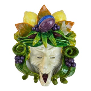 Toscano Bacchus Handcrafted Majolica Style Mask For Sale