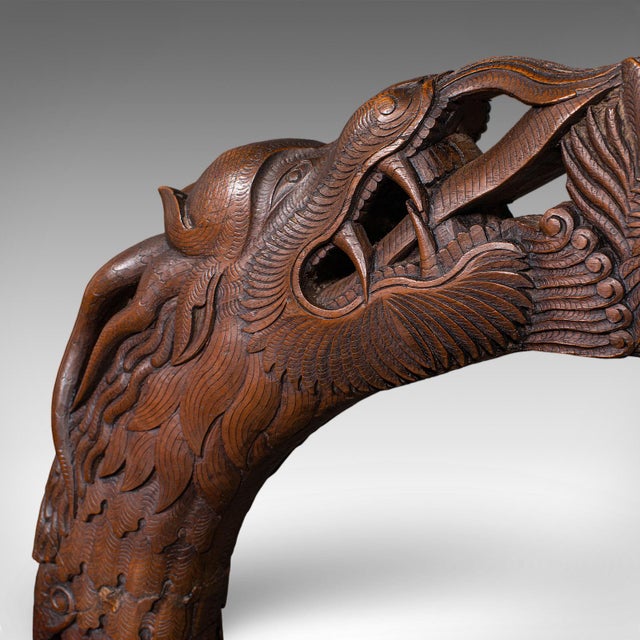 Brown Large Vintage Alarm Gong, Oriental, Hardwood Chime Stand, Brass, Art Deco, 1930 For Sale - Image 8 of 12