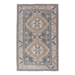 Vintage Turkish Oushak Rug With Geometric Medallions 3'10" X 6'7" For Sale