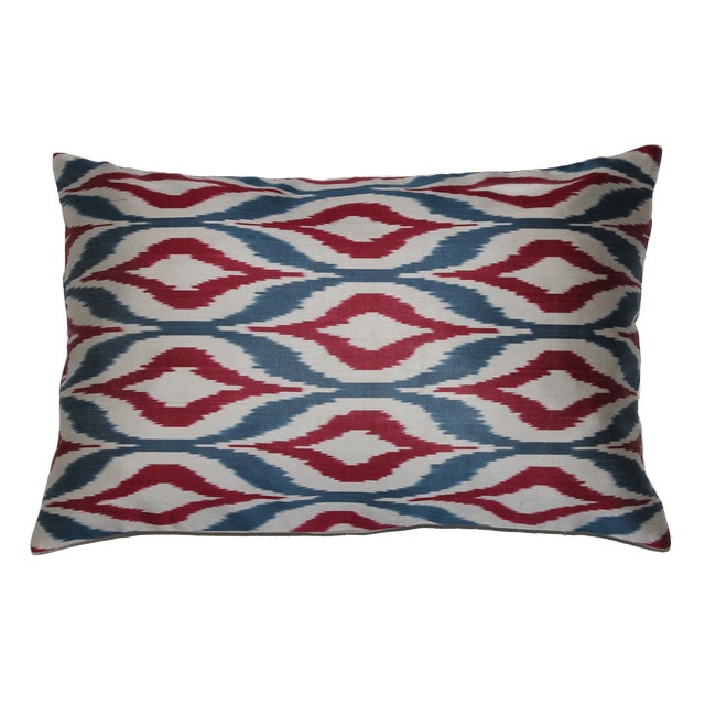 Contemporary Silk Ikat Pillow Cover Bohemian Pillow For Sale - Image 9 of 9