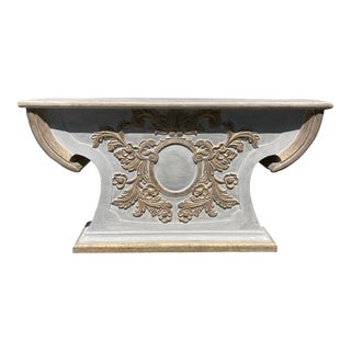 Gabby Home Whitewashed Carved Console With Gilt For Sale
