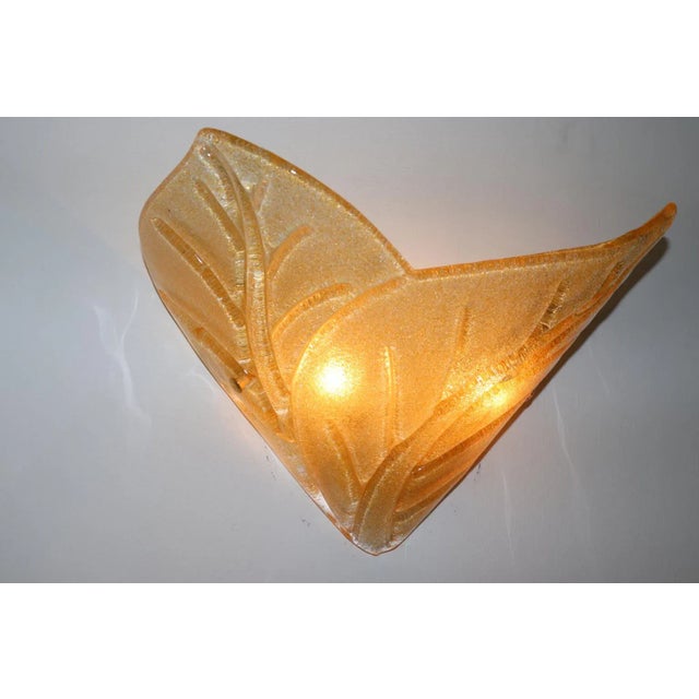 Itre Vintage Amber Murano Glass Wall Lamp For Sale - Image 4 of 12