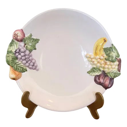 Majolica Glazed Ceramic Fruit Dish and Drainer, 1960s, Set of 2 For Sale