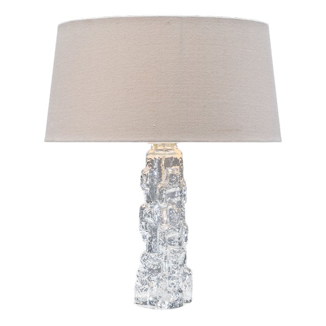 Swedish Glass Table Lamp from Reijmyre Glasbruk, 1970s For Sale