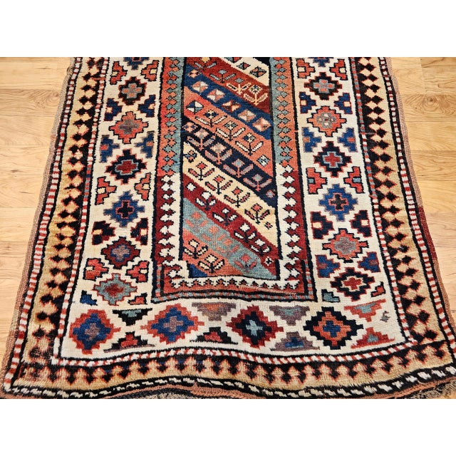 19th Century Gendje Kazak Runner, Hand-Knotted, Wool Pile, Caucasus, 4' x 9' For Sale - Image 15 of 18