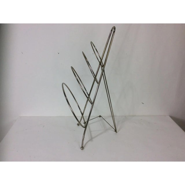 Mid Century Nickel Magazine Rack Chairish