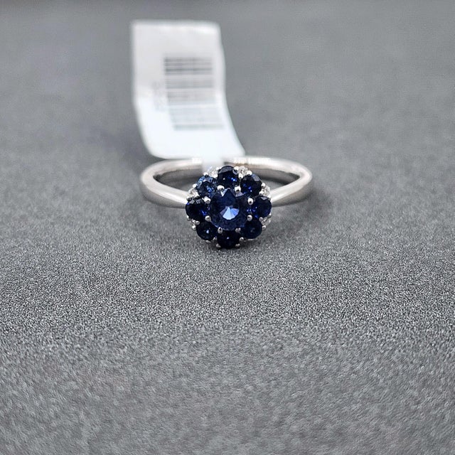Early 21st Century 1.13 Ct Natural Sapphire & Diamond Ring Size 6 For Sale - Image 5 of 9