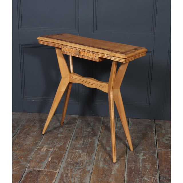 Mid-Century Italian Console Table in Chestnut and Zebrano, 1950 For Sale - Image 17 of 18