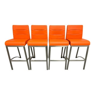 Zuri Furniture Lenox Orange Power Off Counter Stools, Set of Four For Sale