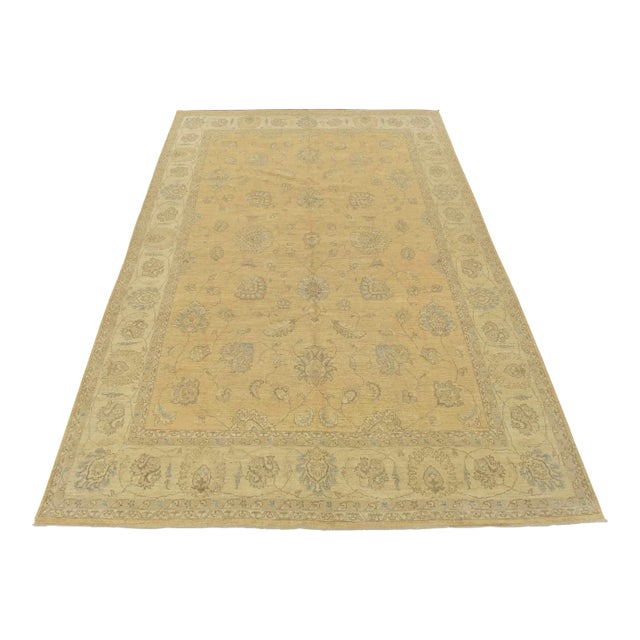 Ziegler Rug 10'1'' X 14'3'' Gold Wool Hand-Knotted Oriental Carpet For Sale