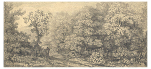 William H. Ward, Figures in a Wooded Landscape, 19th Century, Graphite Drawing