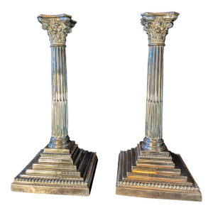 Late 19th Century Pair of Sheffield Plate Candlesticks