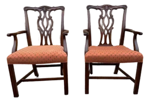 Pair of Late 20th Century Matching Chippendale Style Straight Leg Armchairs