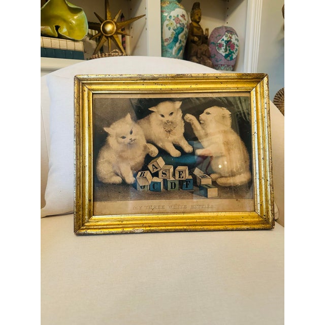 Wood Antique Currier and Ives in Gold Gilt Frame For Sale - Image 7 of 7