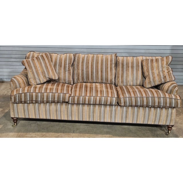Traditional Late 20th Century Stickley Three Cushion Down Filled Sofa Front Casters For Sale - Image 3 of 8