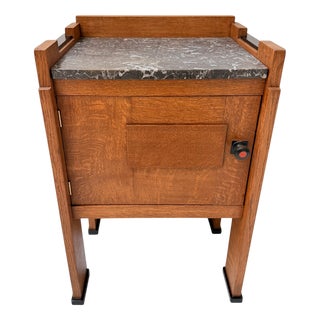 Art Deco Modernist Nightstand in Oak and Marble, 1920s For Sale