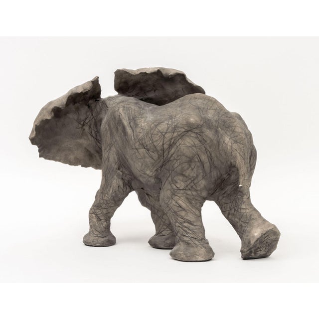 Debra Minette Green Elephant Porcelain Sculpture For Sale - Image 9 of 11