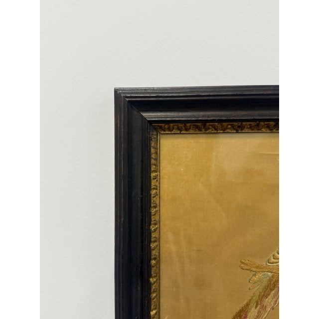 Art Deco 19th Century Continental Silk Embroidery of a Resting Parrot For Sale - Image 3 of 8