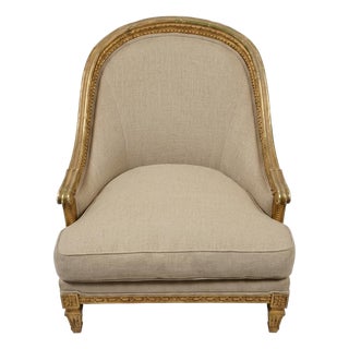 Late 19th Century Louis XVI-Style Gilded Accent Armchair (Or Bergère) For Sale