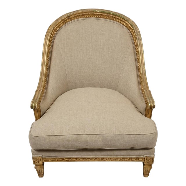 Late 19th Century Louis XVI-Style Gilded Accent Armchair (Or Bergère) For Sale