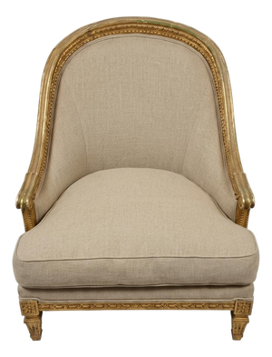 Late 19th Century Louis XVI-Style Gilded Accent Armchair (Or Bergère)