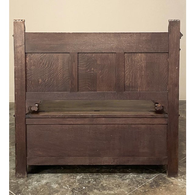 Antique Gothic Revival Carved Hall Bench For Sale - Image 18 of 18