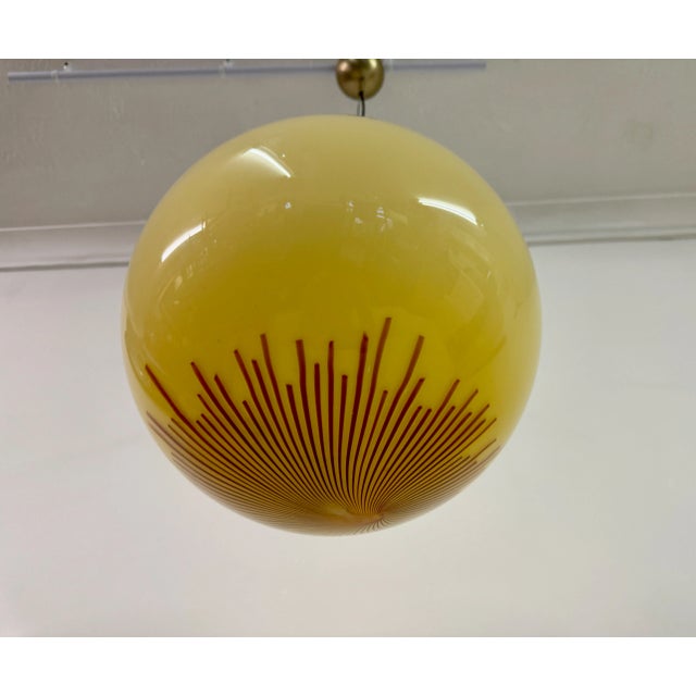 Sphere or ball pendant by La Murrina Anemone pattern Murano glass Can be height-adjusted Italy 1970s This piece has an...