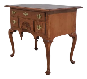 1980s Tiger Maple Hand Crafted New England Lowboy
