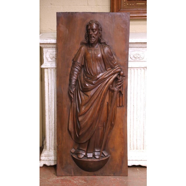 Pair of 17th Century French Walnut Panels of Saint Paul and Saint Teresa of Ávila For Sale - Image 4 of 10