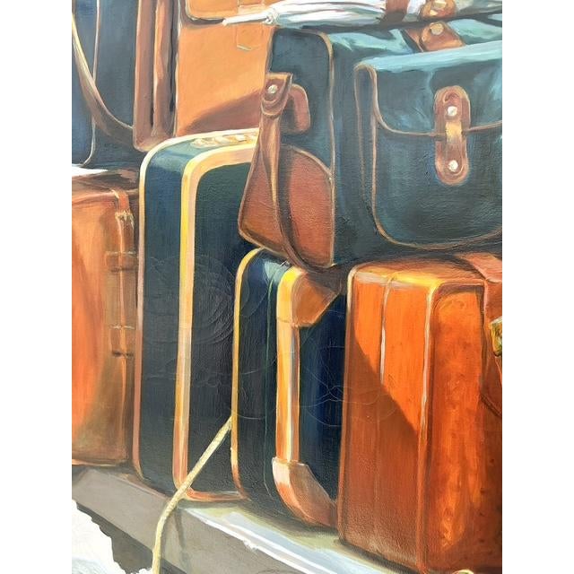 Vintage Monumental Original Still Life of Stacked Luggage For Sale In West Palm - Image 6 of 12
