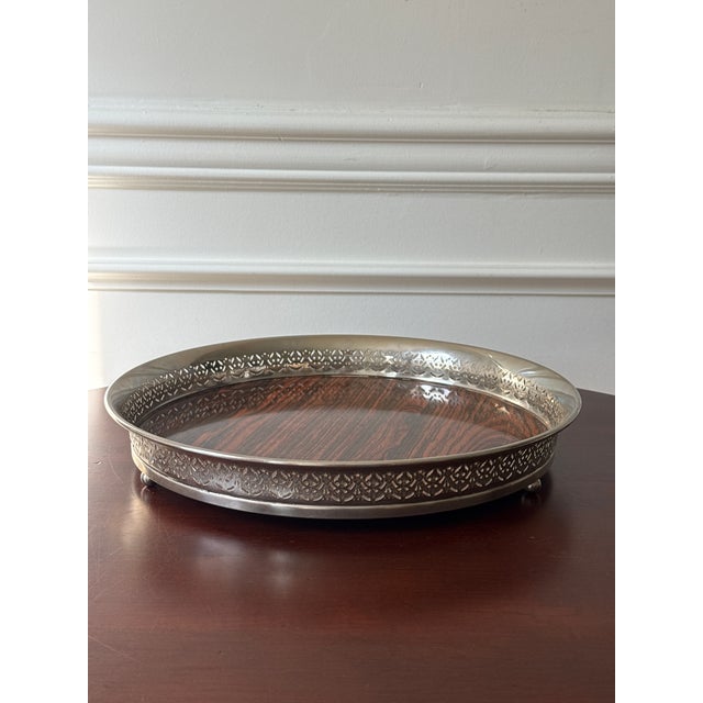 Vintage Silverplate Footed and Formica Tray For Sale - Image 4 of 15