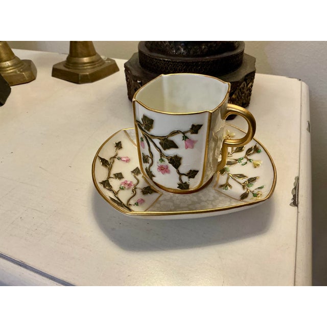 Japanese Late 19th Century Royal Worcester Teacup & Saucer For Sale - Image 3 of 12