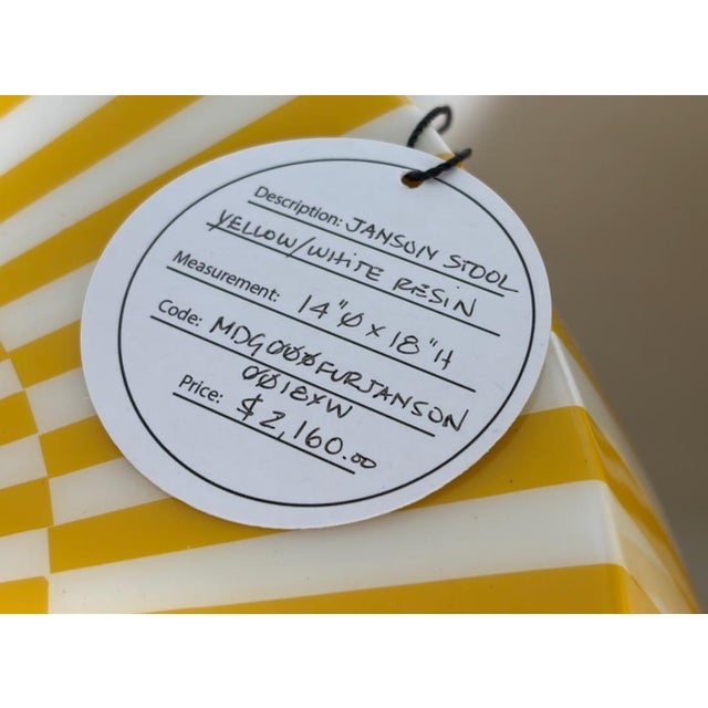 Modern 1990s Pair of Janson Striped Resin Stools by Made Goods For Sale - Image 3 of 7