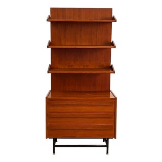 Mid-Century Modern Teak Column Bookcase with Drawers, Italy, 1960s For Sale