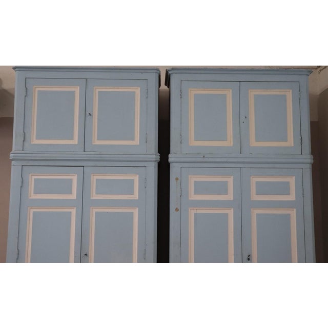 Antique Wardrobes in Lacquered Fir and Poplar Wood, 1800s, Set of 2 For Sale - Image 13 of 15